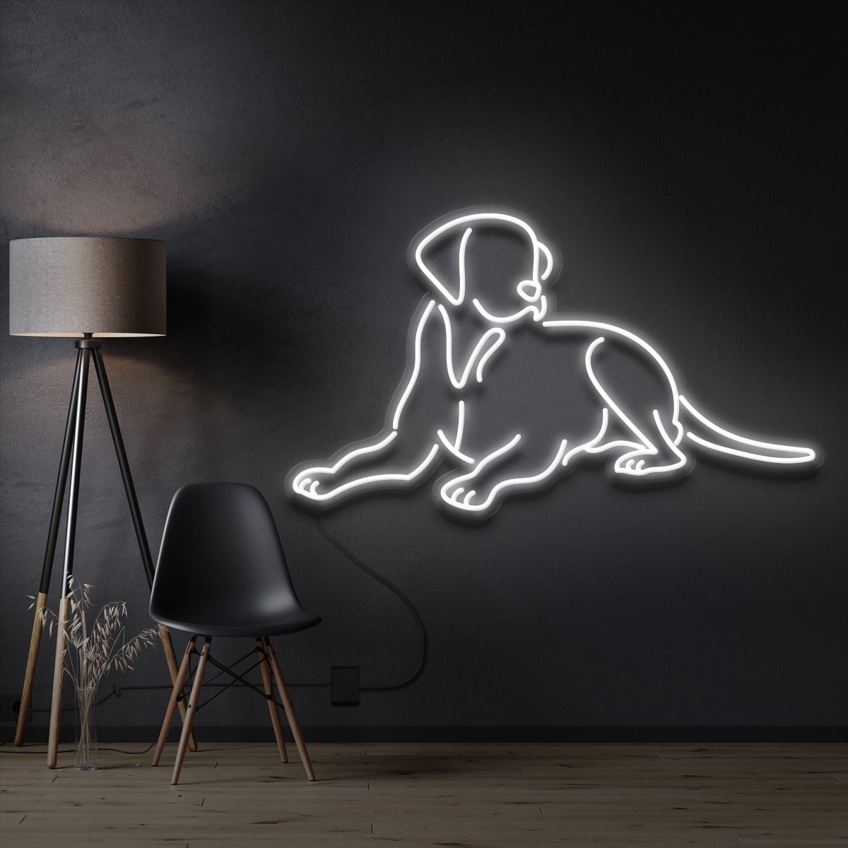 "Labrador retriever" Pet Neon Sign 60cm / White / Cut to Shape by Neon Icons