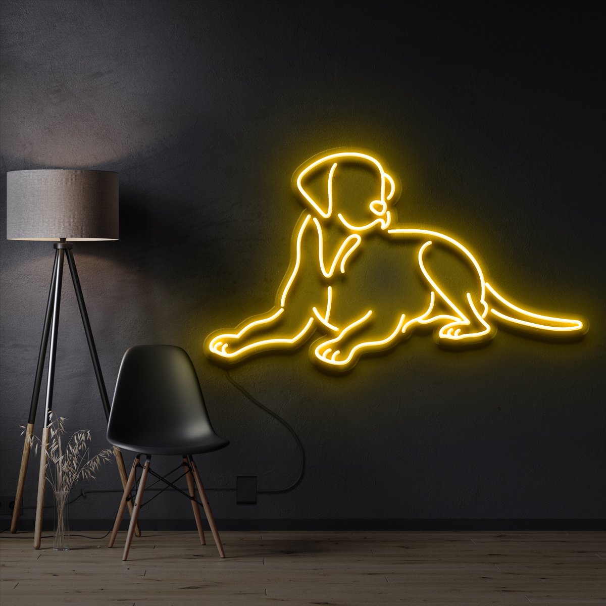 "Labrador retriever" Pet Neon Sign 60cm / Yellow / Cut to Shape by Neon Icons