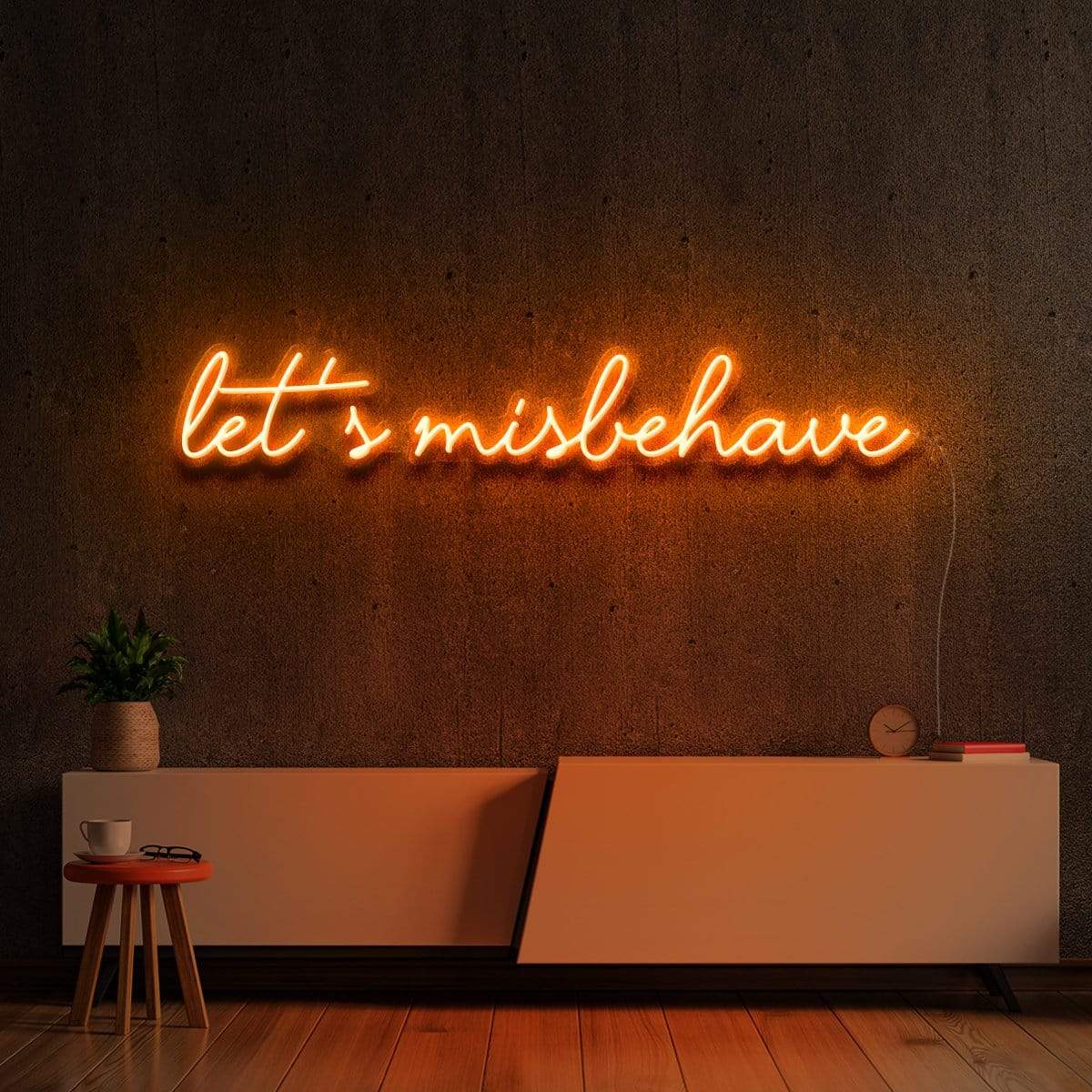 "Let's Misbehave" Neon Sign 90cm (3ft) / Orange / LED Neon by Neon Icons