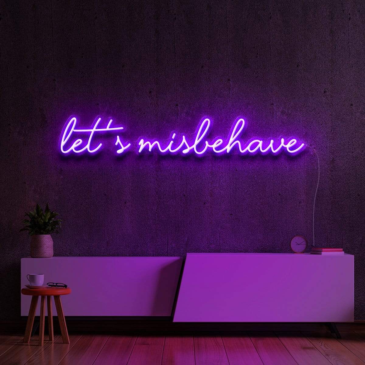 "Let's Misbehave" Neon Sign 90cm (3ft) / Purple / LED Neon by Neon Icons