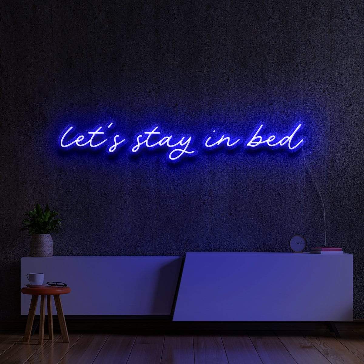 "Let's Stay In Bed" Neon Sign 90cm (3ft) / Blue / LED Neon by Neon Icons