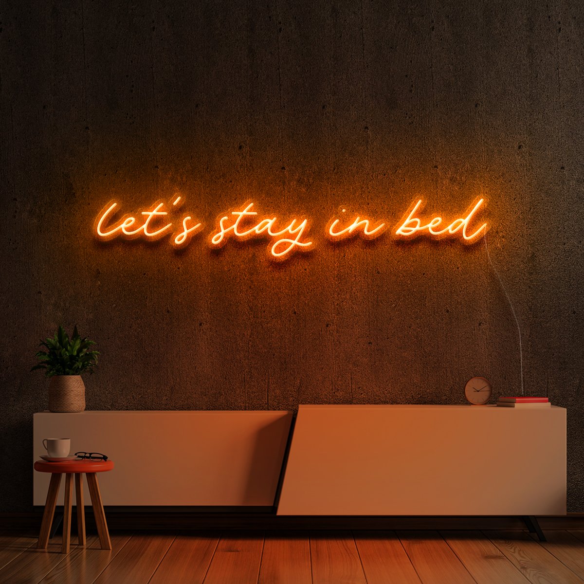 "Let's Stay In Bed" Neon Sign 90cm (3ft) / Orange / LED Neon by Neon Icons