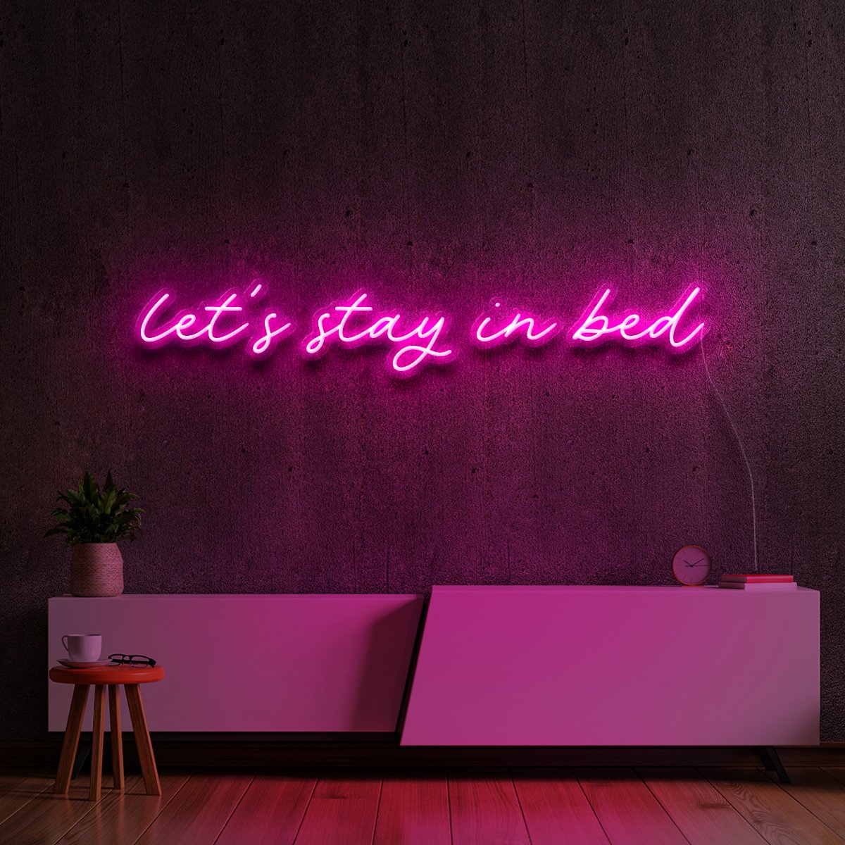 "Let's Stay In Bed" Neon Sign 90cm (3ft) / Pink / LED Neon by Neon Icons