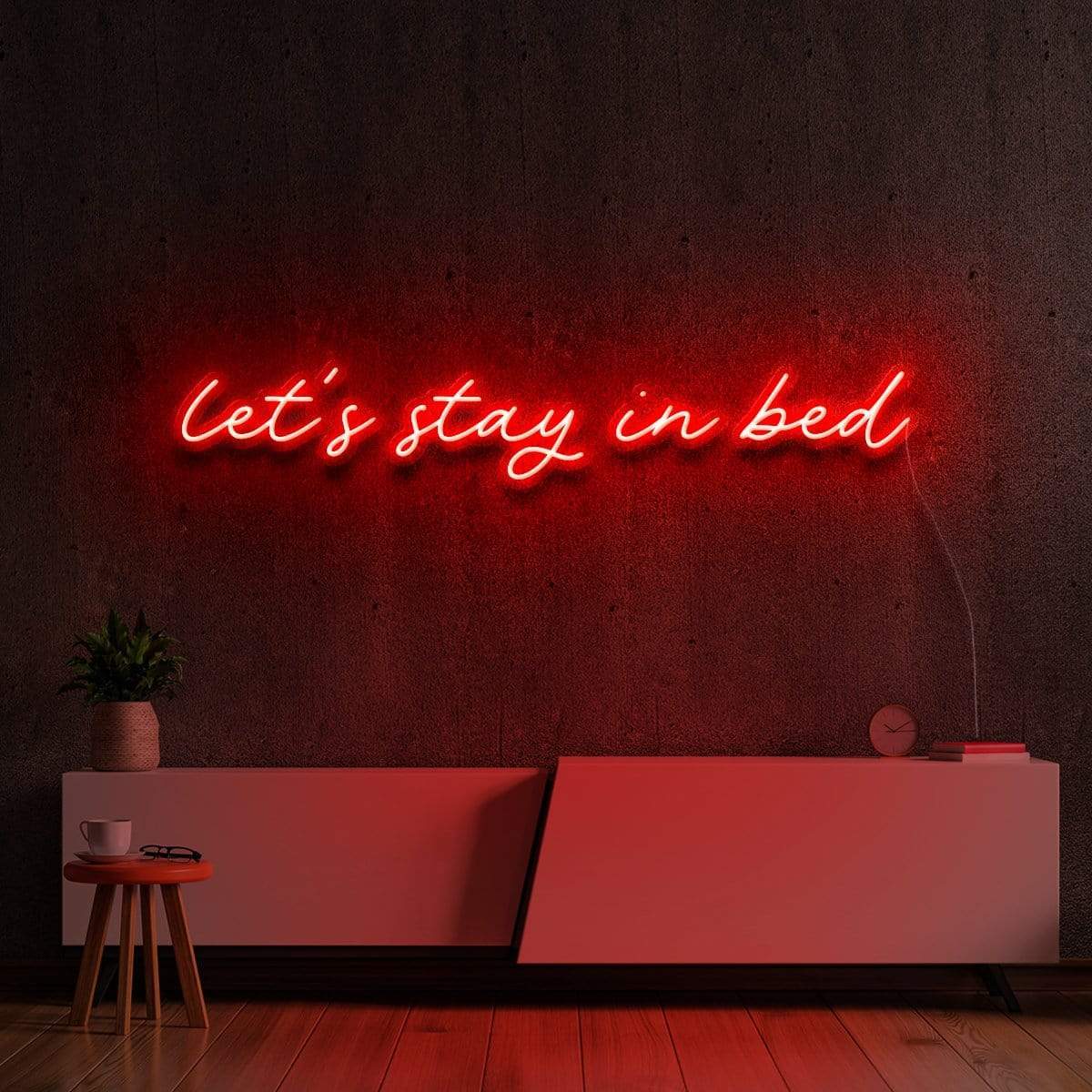"Let's Stay In Bed" Neon Sign 90cm (3ft) / Red / LED Neon by Neon Icons
