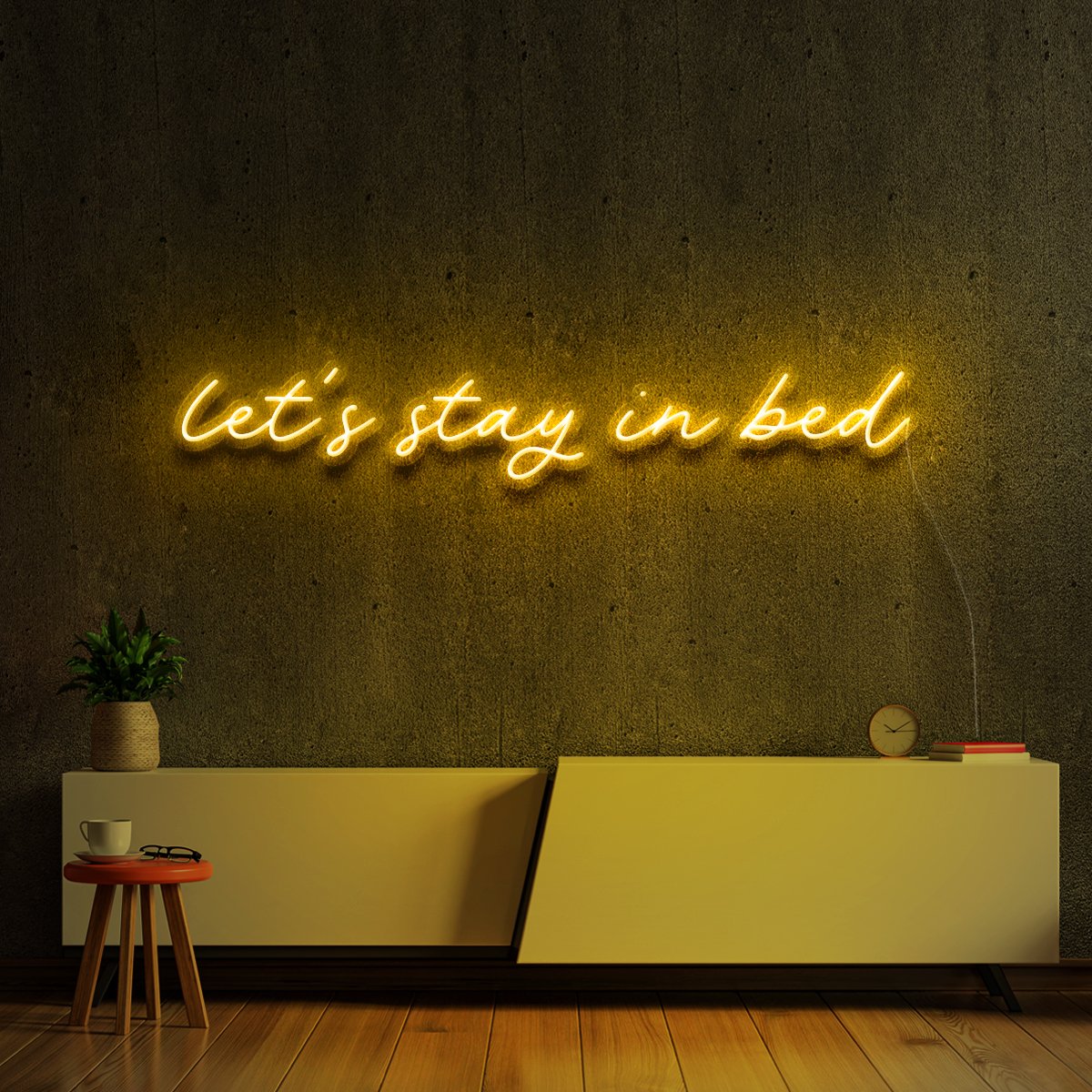 "Let's Stay In Bed" Neon Sign 90cm (3ft) / Yellow / LED Neon by Neon Icons