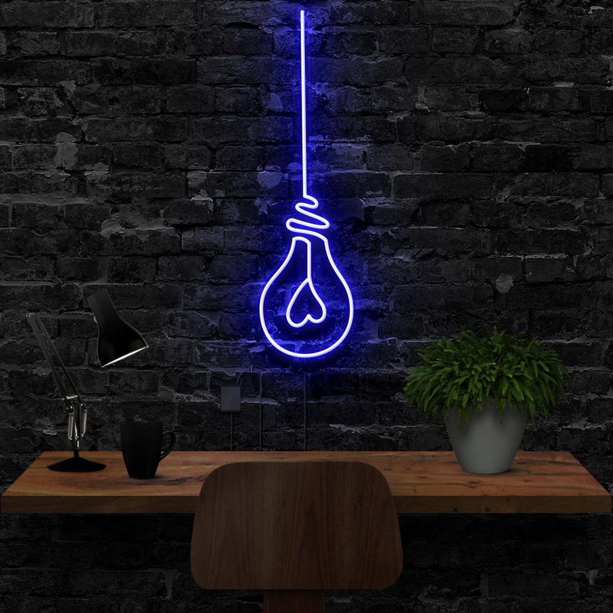 "Lightbulb" Neon Sign 40cm (1.3ft) / Blue / LED Neon by Neon Icons