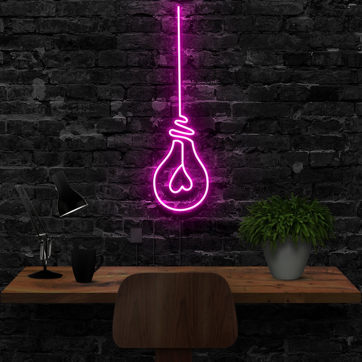 "Lightbulb" Neon Sign 40cm (1.3ft) / Pink / LED Neon by Neon Icons