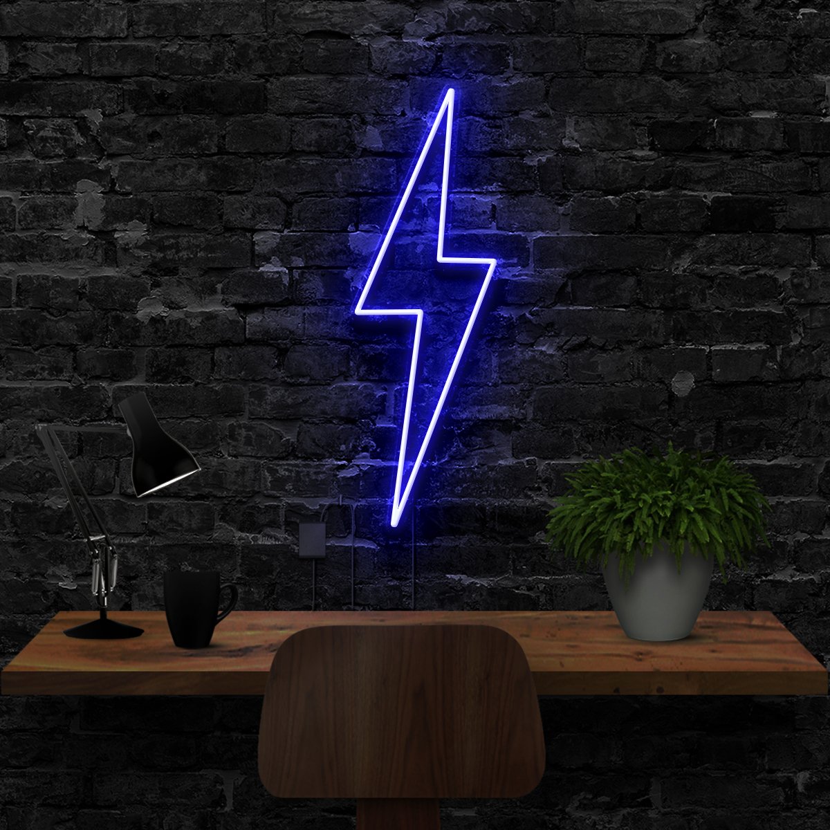 "Lightning Bolt" Neon Sign 40cm (1.3ft) / Blue / LED Neon by Neon Icons