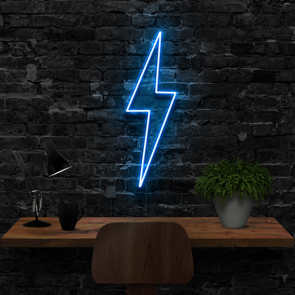 "Lightning Bolt" Neon Sign 40cm (1.3ft) / Ice Blue / LED Neon by Neon Icons
