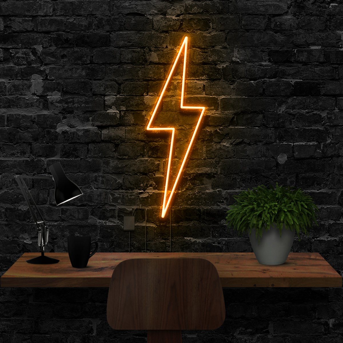 "Lightning Bolt" Neon Sign 40cm (1.3ft) / Orange / LED Neon by Neon Icons