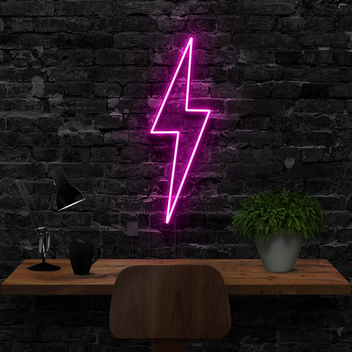 "Lightning Bolt" Neon Sign 40cm (1.3ft) / Pink / LED Neon by Neon Icons