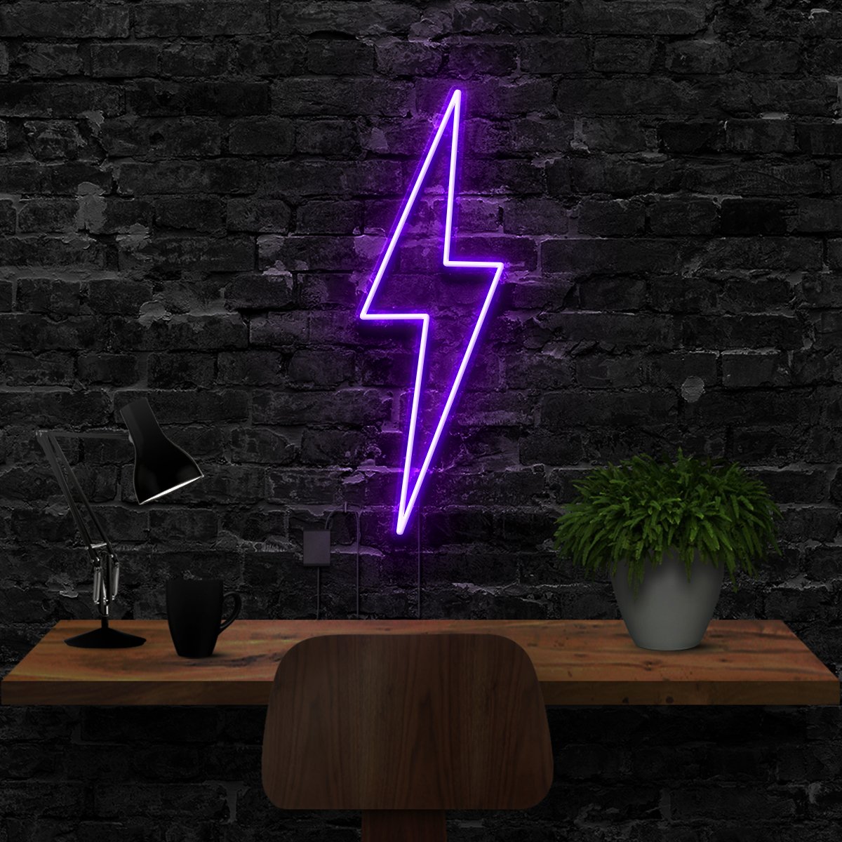 "Lightning Bolt" Neon Sign 40cm (1.3ft) / Purple / LED Neon by Neon Icons