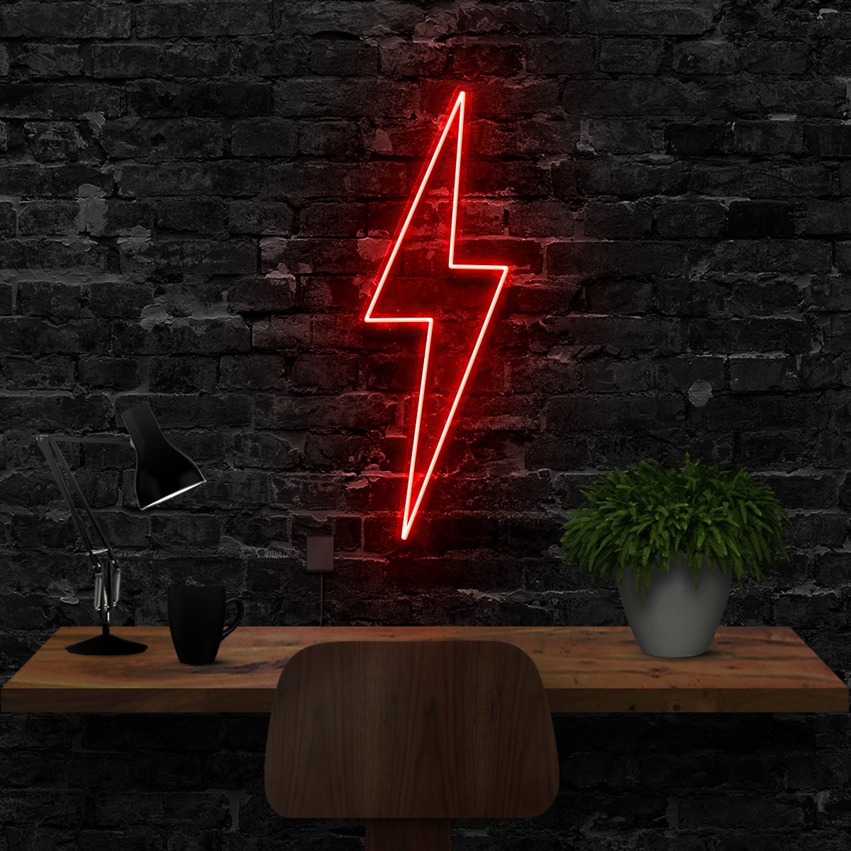 "Lightning Bolt" Neon Sign 40cm (1.3ft) / Red / LED Neon by Neon Icons