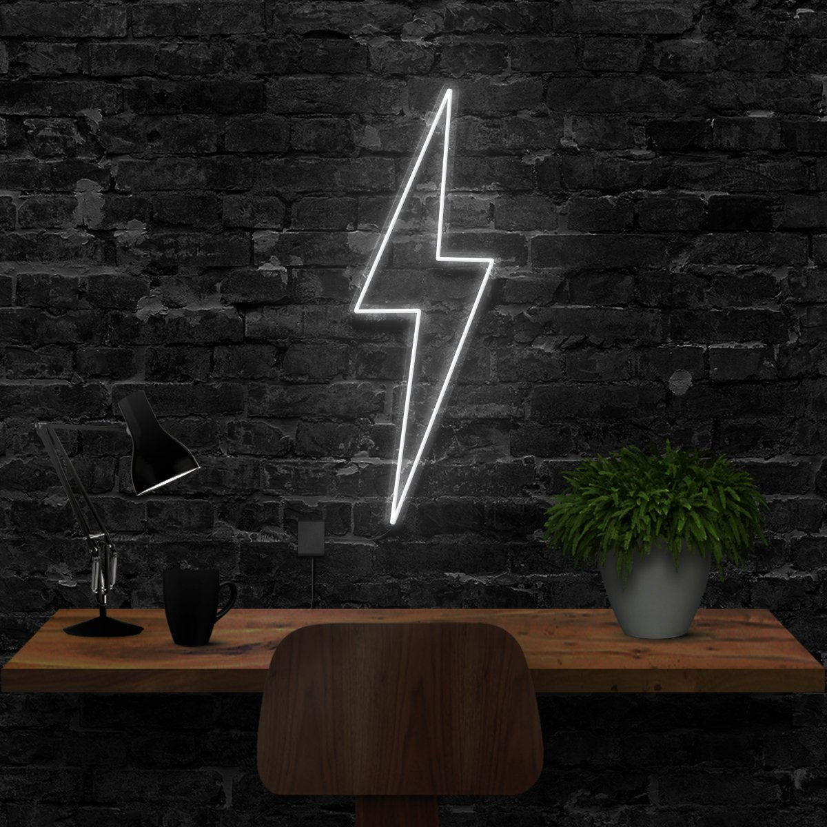 "Lightning Bolt" Neon Sign 40cm (1.3ft) / White / LED Neon by Neon Icons