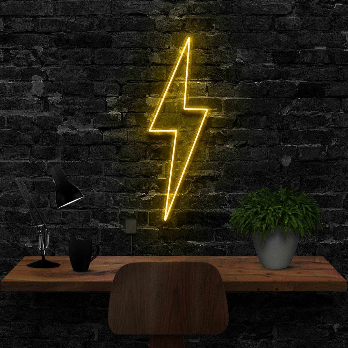 "Lightning Bolt" Neon Sign 40cm (1.3ft) / Yellow / LED Neon by Neon Icons