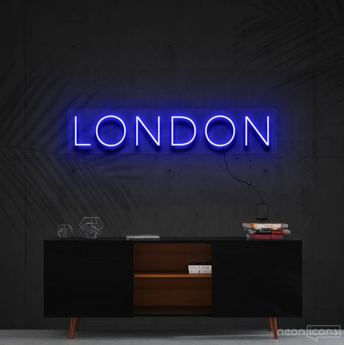 "London" Neon Sign 60cm (2ft) / Blue / Cut to Shape by Neon Icons