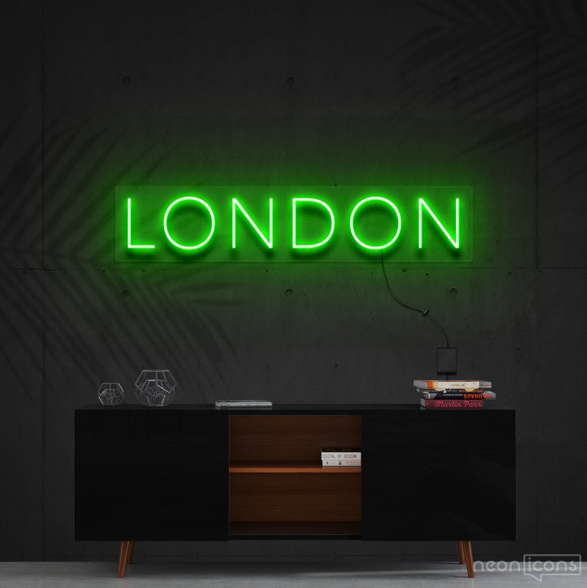 "London" Neon Sign 60cm (2ft) / Green / Cut to Shape by Neon Icons
