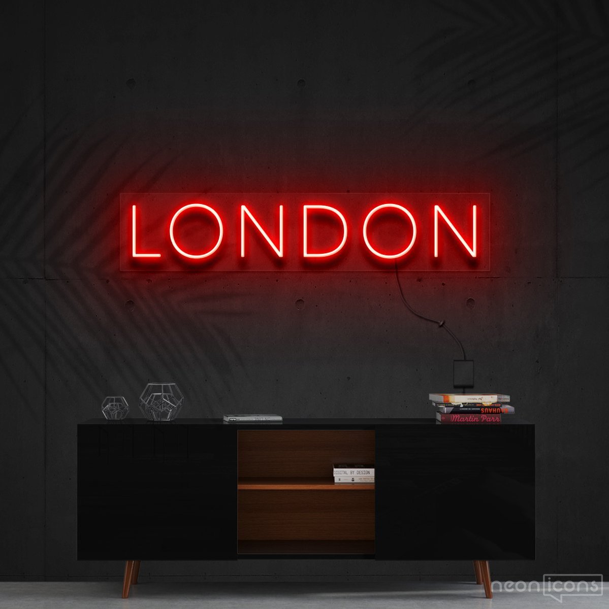 "London" Neon Sign 60cm (2ft) / Red / Cut to Shape by Neon Icons