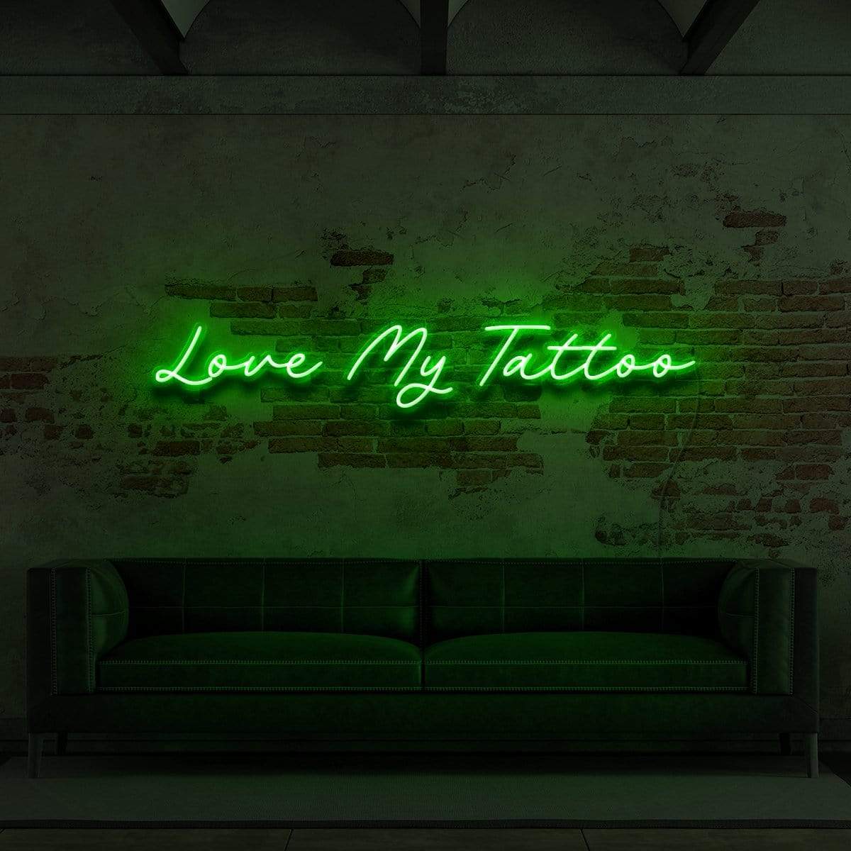 "Love My Tattoo" Neon Sign for Tattoo Parlours 90cm (3ft) / Green / LED Neon by Neon Icons