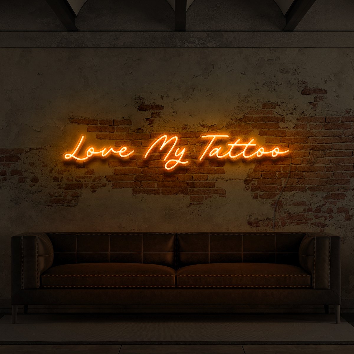 "Love My Tattoo" Neon Sign for Tattoo Parlours 90cm (3ft) / Orange / LED Neon by Neon Icons