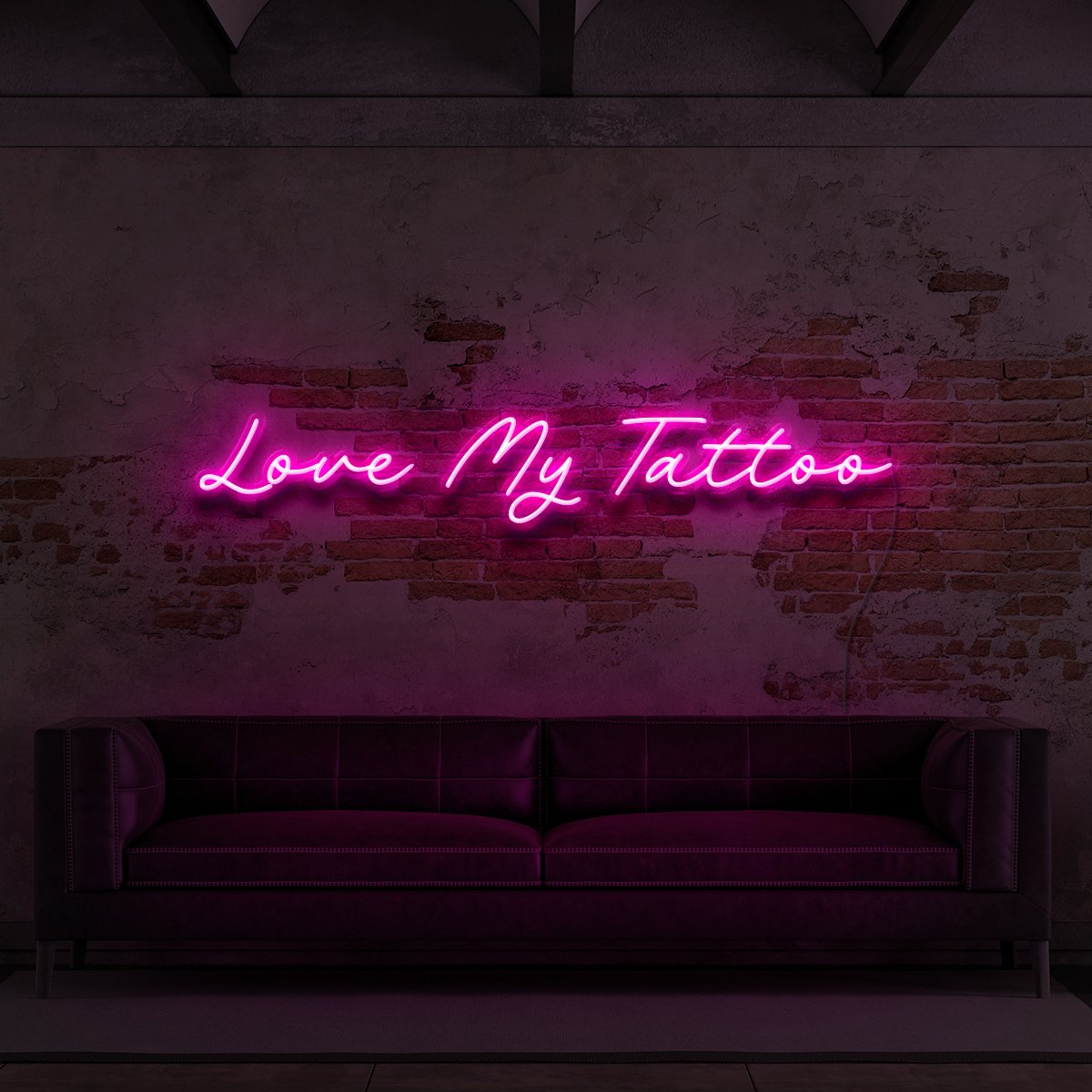 "Love My Tattoo" Neon Sign for Tattoo Parlours 90cm (3ft) / Pink / LED Neon by Neon Icons