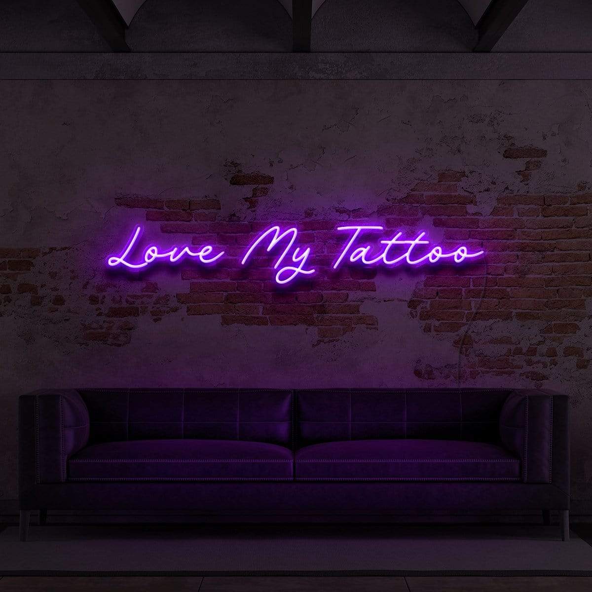 "Love My Tattoo" Neon Sign for Tattoo Parlours 90cm (3ft) / Purple / LED Neon by Neon Icons