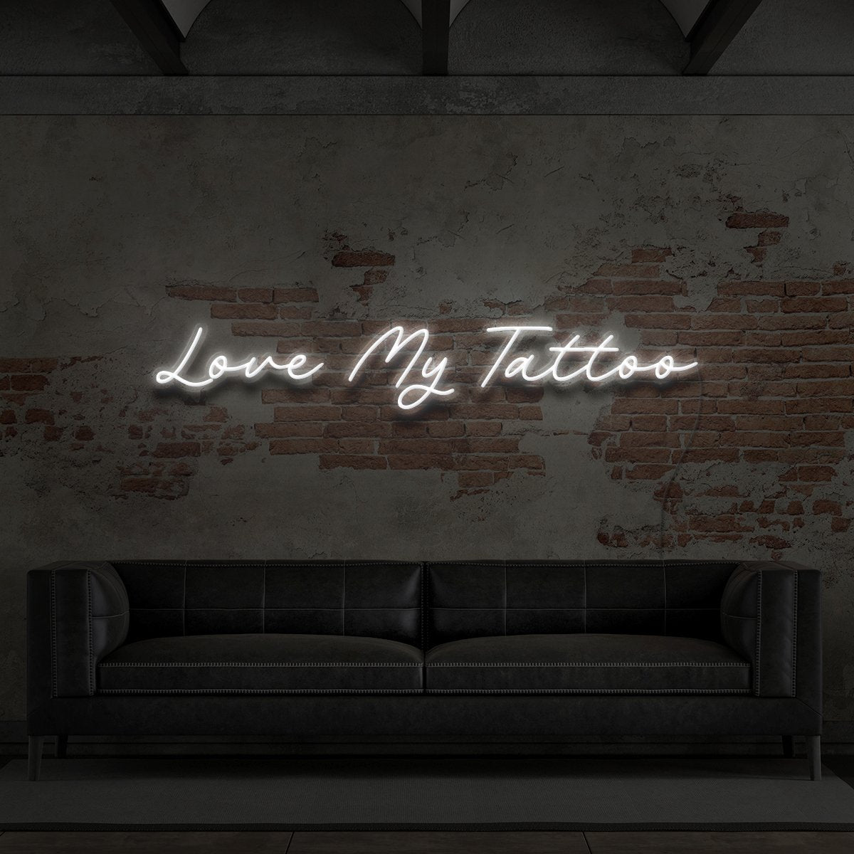 "Love My Tattoo" Neon Sign for Tattoo Parlours 90cm (3ft) / White / LED Neon by Neon Icons