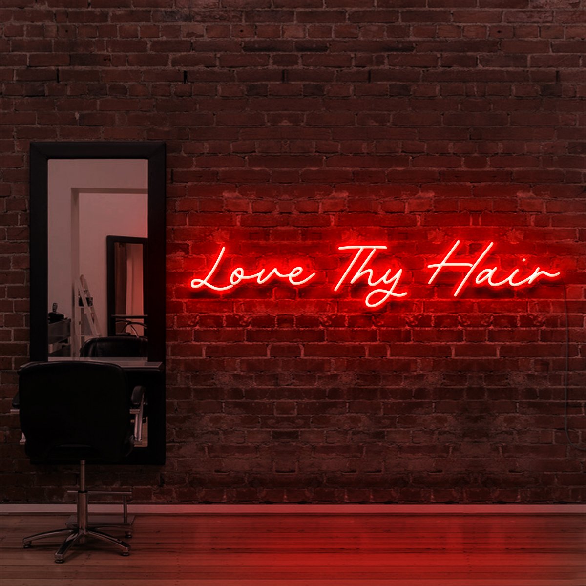 "Love Thy Hair" Neon Sign for Hair Salons & Barbershops 90cm (3ft) / Red / LED Neon by Neon Icons