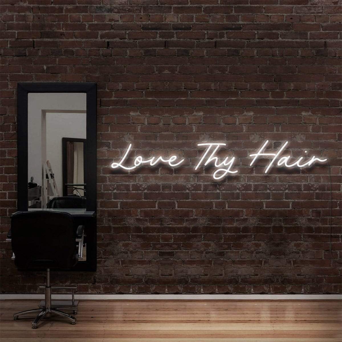 "Love Thy Hair" Neon Sign for Hair Salons & Barbershops 90cm (3ft) / White / LED Neon by Neon Icons