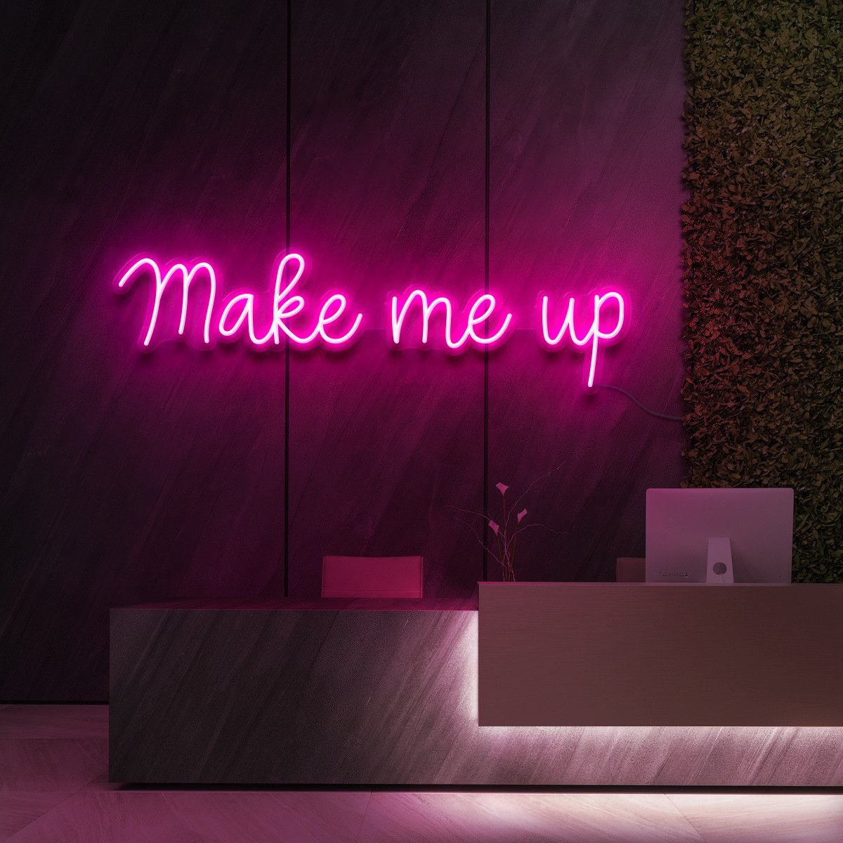 "Make Me Up" Neon Sign for Beauty Salons & Cosmetic Studios 60cm (2ft) / Pink / LED Neon by Neon Icons