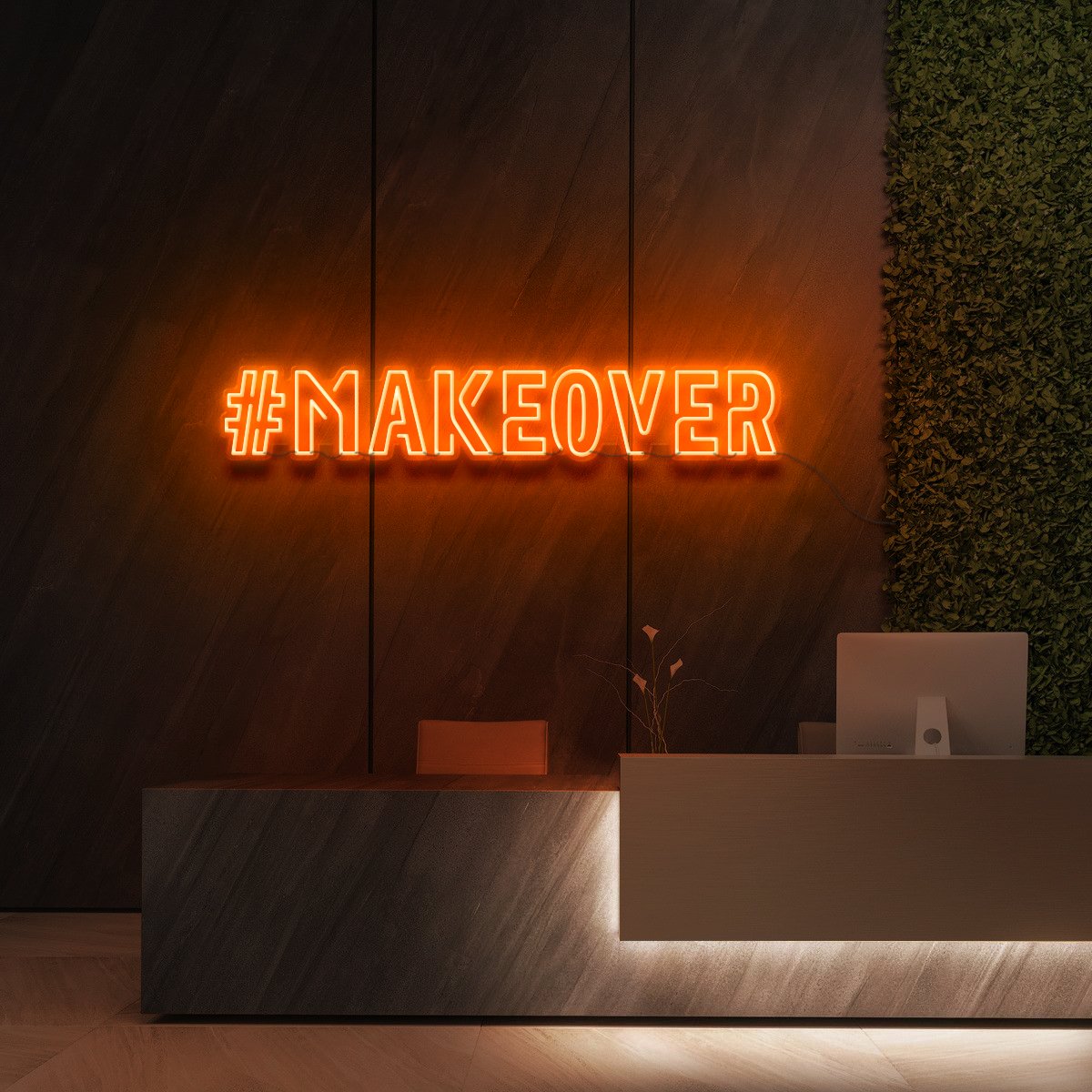 "#Makeover" Neon Sign for Beauty Salons & Cosmetic Studios 90cm (3ft) / Orange / LED Neon by Neon Icons