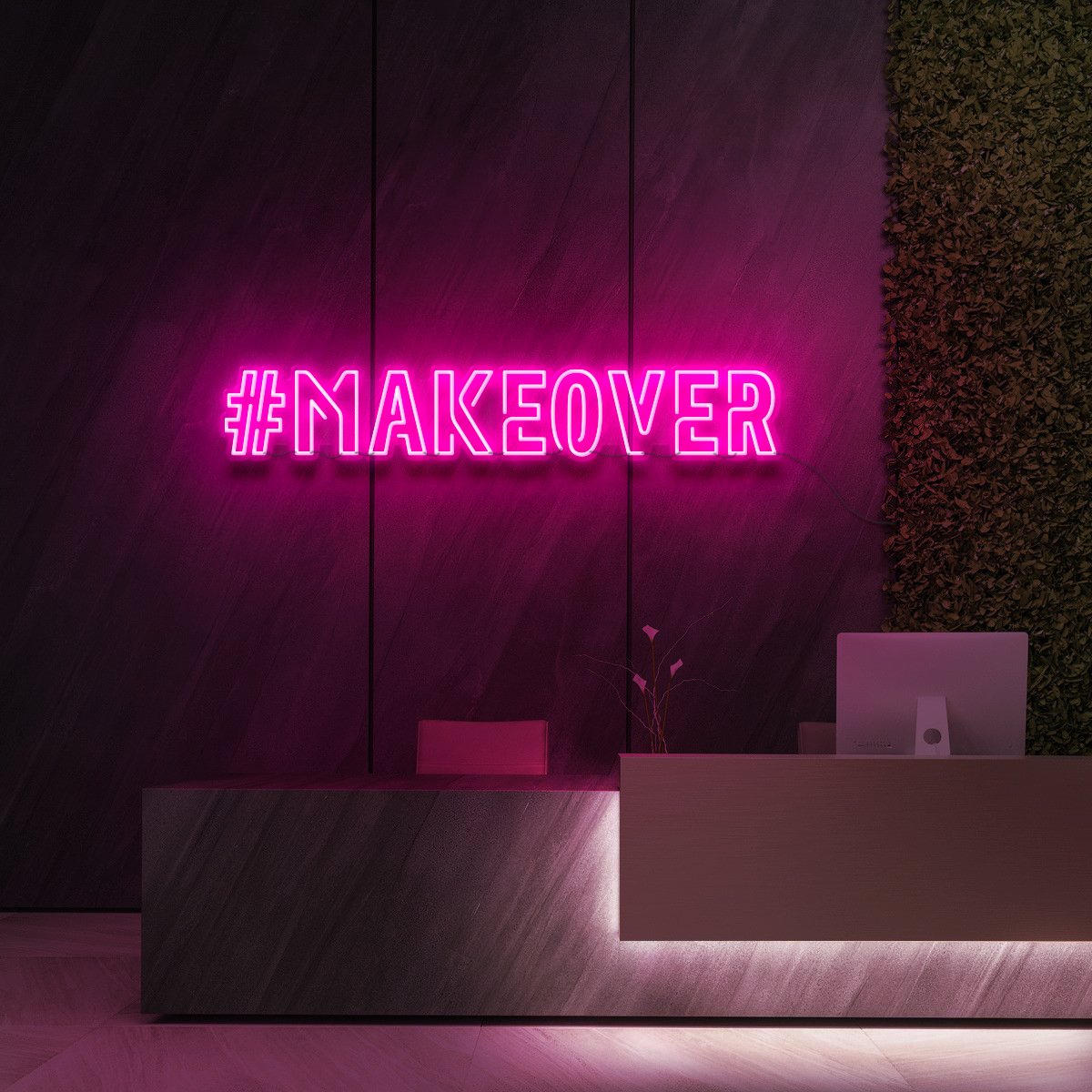 "#Makeover" Neon Sign for Beauty Salons & Cosmetic Studios 90cm (3ft) / Pink / LED Neon by Neon Icons