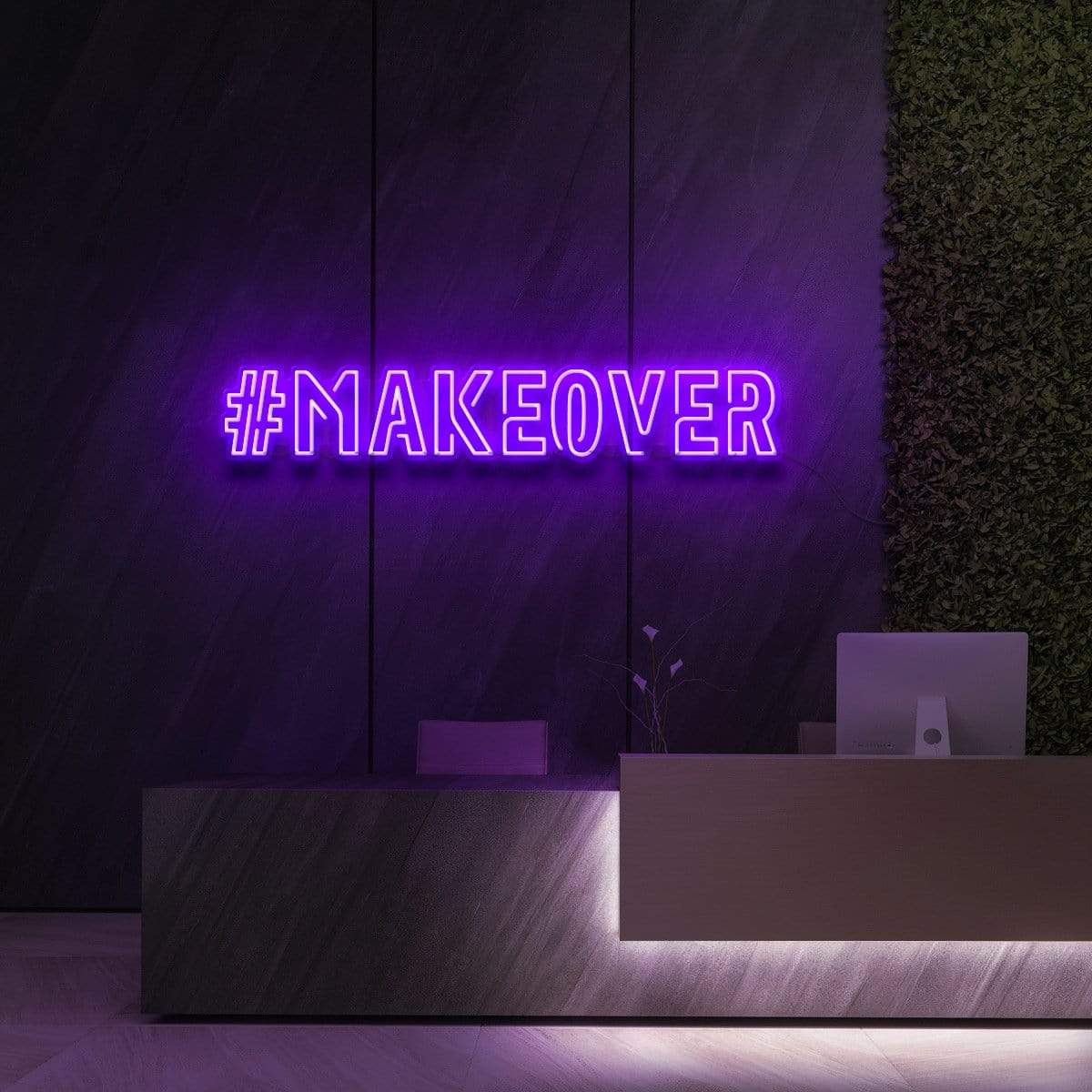 "#Makeover" Neon Sign for Beauty & Cosmetic Studios 90cm (3ft) / Purple / LED Neon by Neon Icons