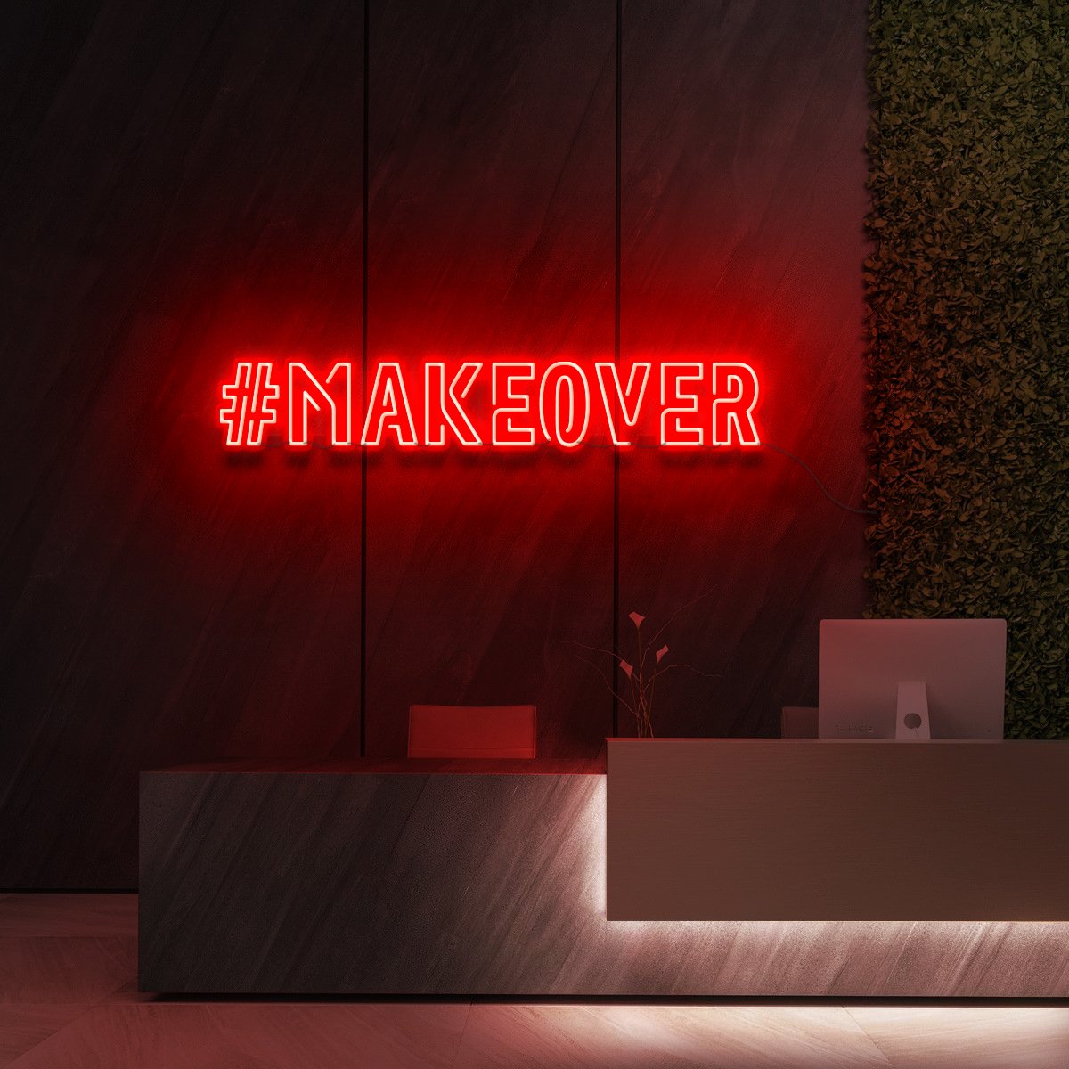 "#Makeover" Neon Sign for Beauty Salons & Cosmetic Studios 90cm (3ft) / Red / LED Neon by Neon Icons