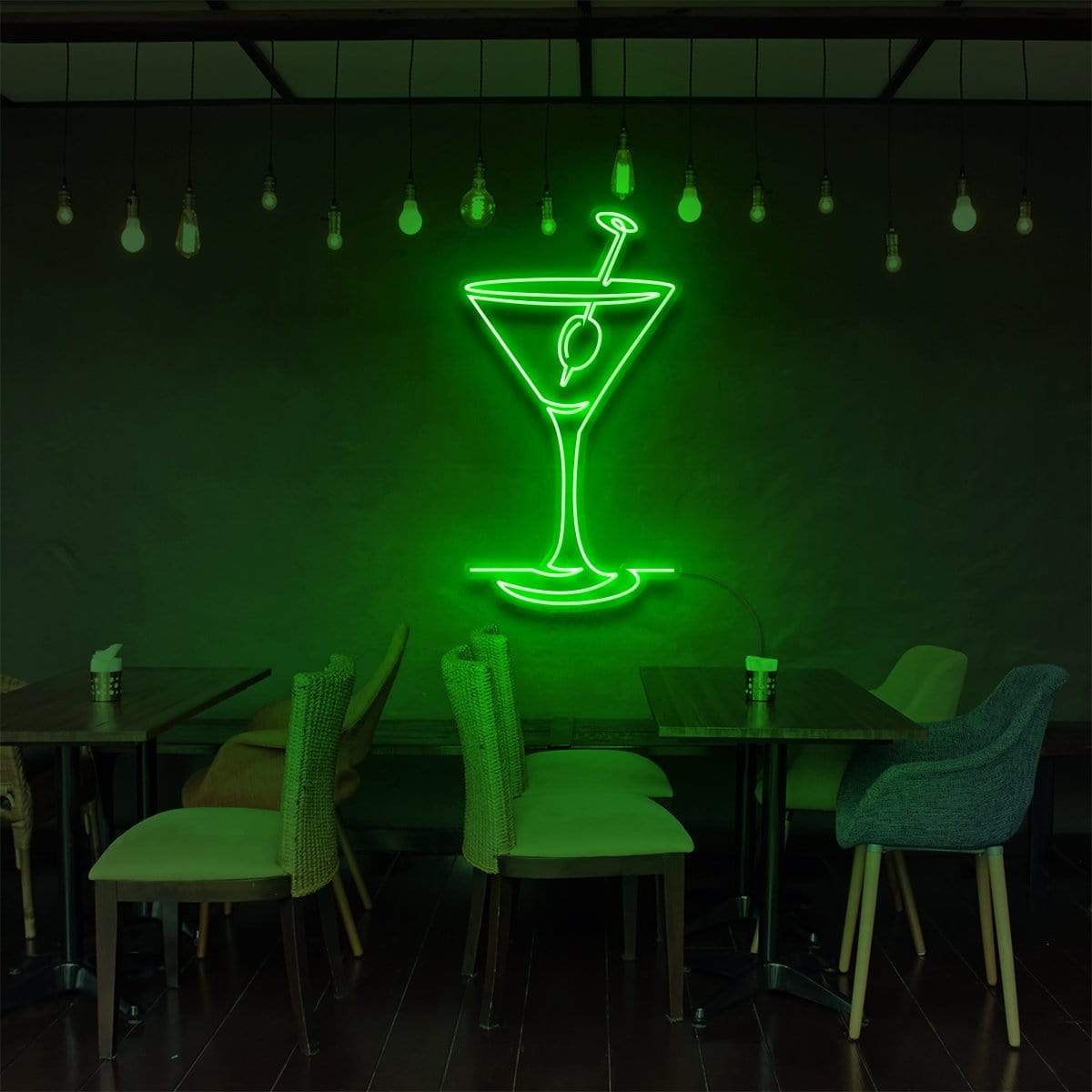 "Martini Glass" Neon Sign for Bars & Restaurants 90cm (3ft) / Green / LED Neon by Neon Icons