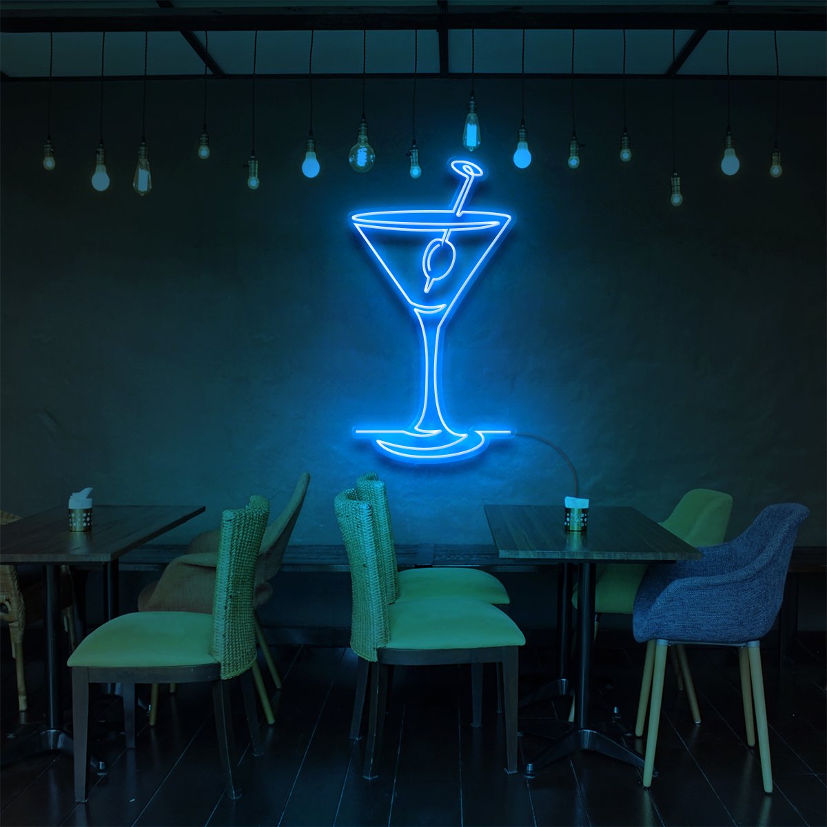 "Martini Glass" Neon Sign for Bars & Restaurants 90cm (3ft) / Ice Blue / LED Neon by Neon Icons