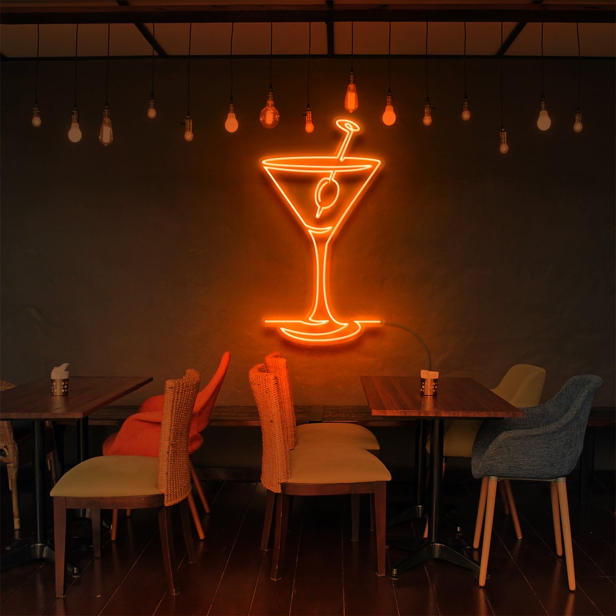 "Martini Glass" Neon Sign for Bars & Restaurants 90cm (3ft) / Orange / LED Neon by Neon Icons