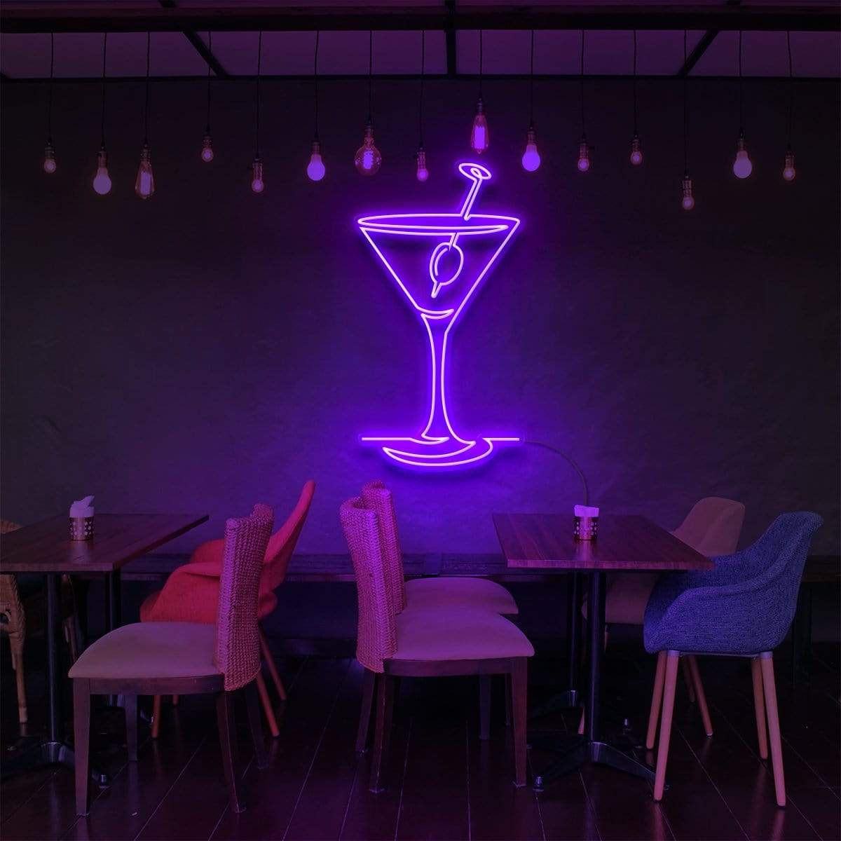 "Martini Glass" Neon Sign for Bars & Restaurants 90cm (3ft) / Purple / LED Neon by Neon Icons