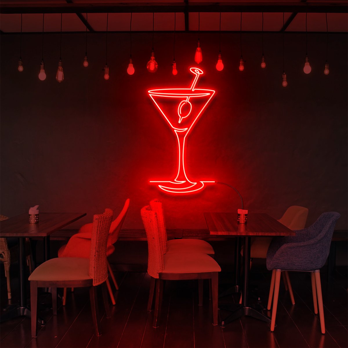 "Martini Glass" Neon Sign for Bars & Restaurants 90cm (3ft) / Red / LED Neon by Neon Icons