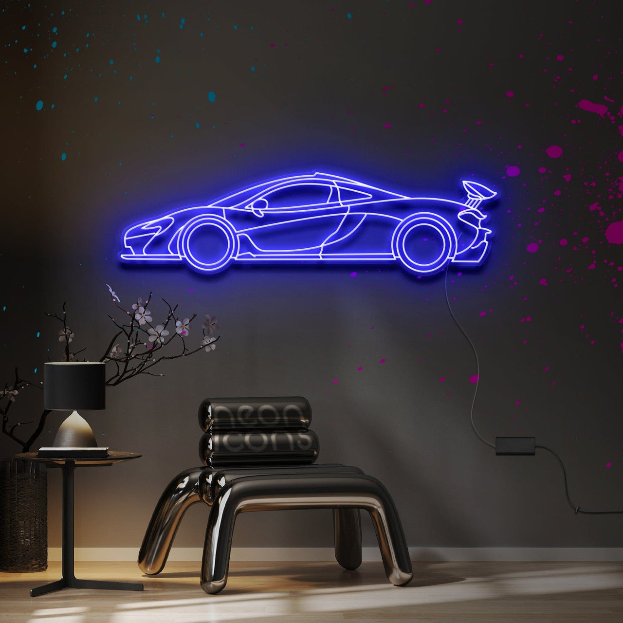 "McLaren P1" Neon Sign 4ft x 1.2ft / Blue / LED Neon by Neon Icons