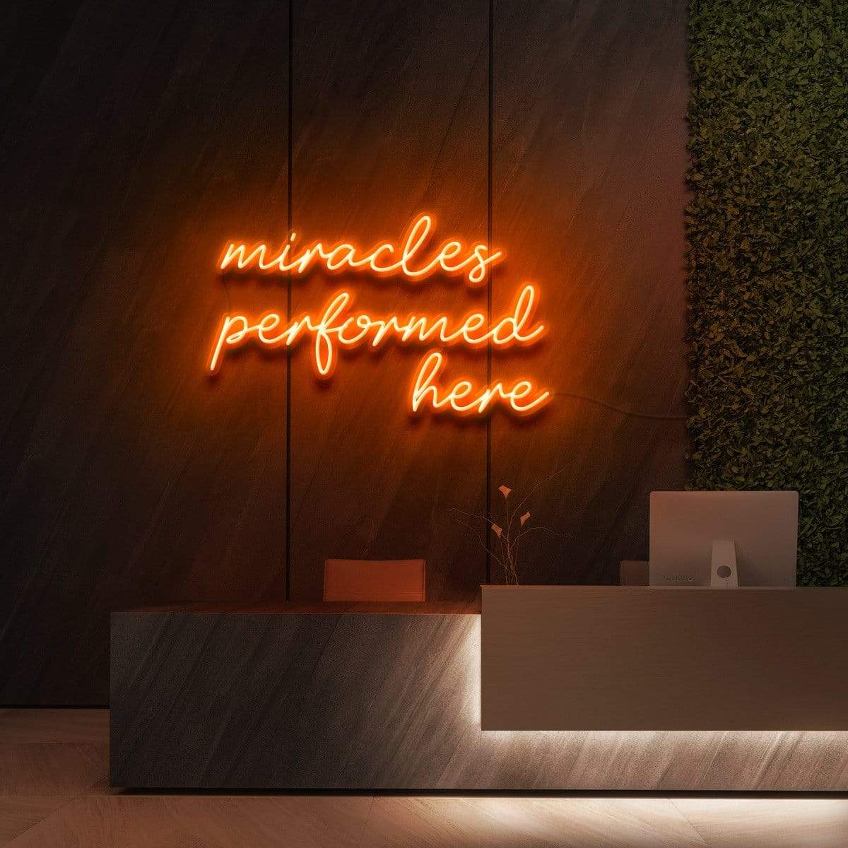 "Miracles Performed Here" Neon Sign for Beauty & Cosmetic Studios 60cm (2ft) / Orange / LED Neon by Neon Icons