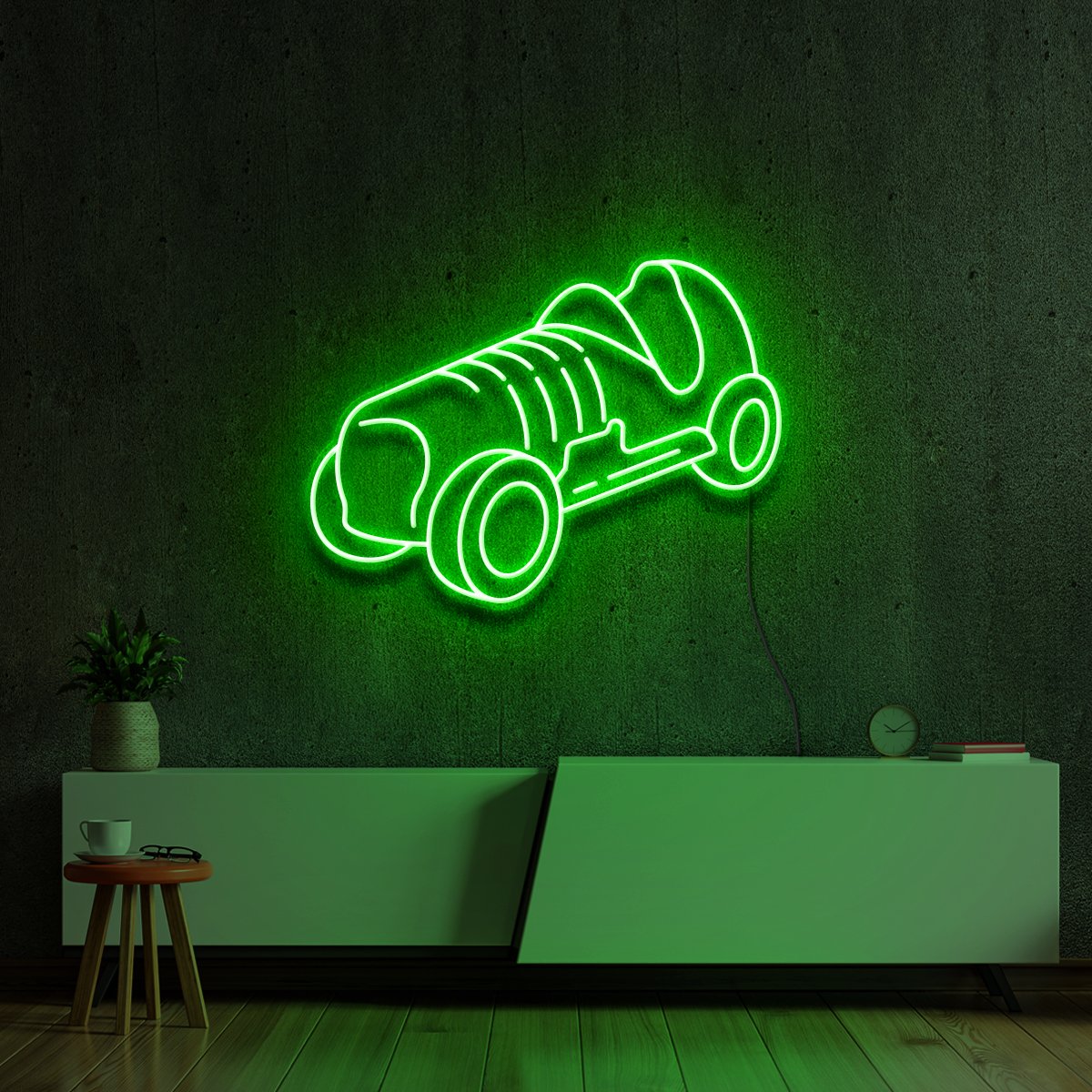 "Monopoly Car" Neon Sign 60cm (2ft) / Green / LED Neon by Neon Icons