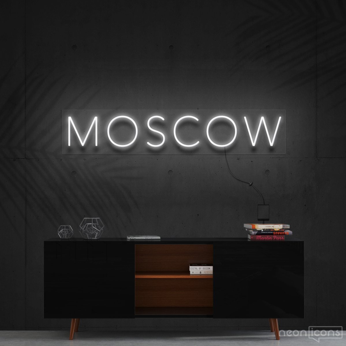 "Moscow" Neon Sign 60cm (2ft) / White / Cut to Shape by Neon Icons