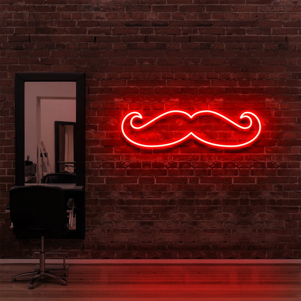 "Moustache" Neon Sign for Hair Salons & Barbershops by Neon Icons