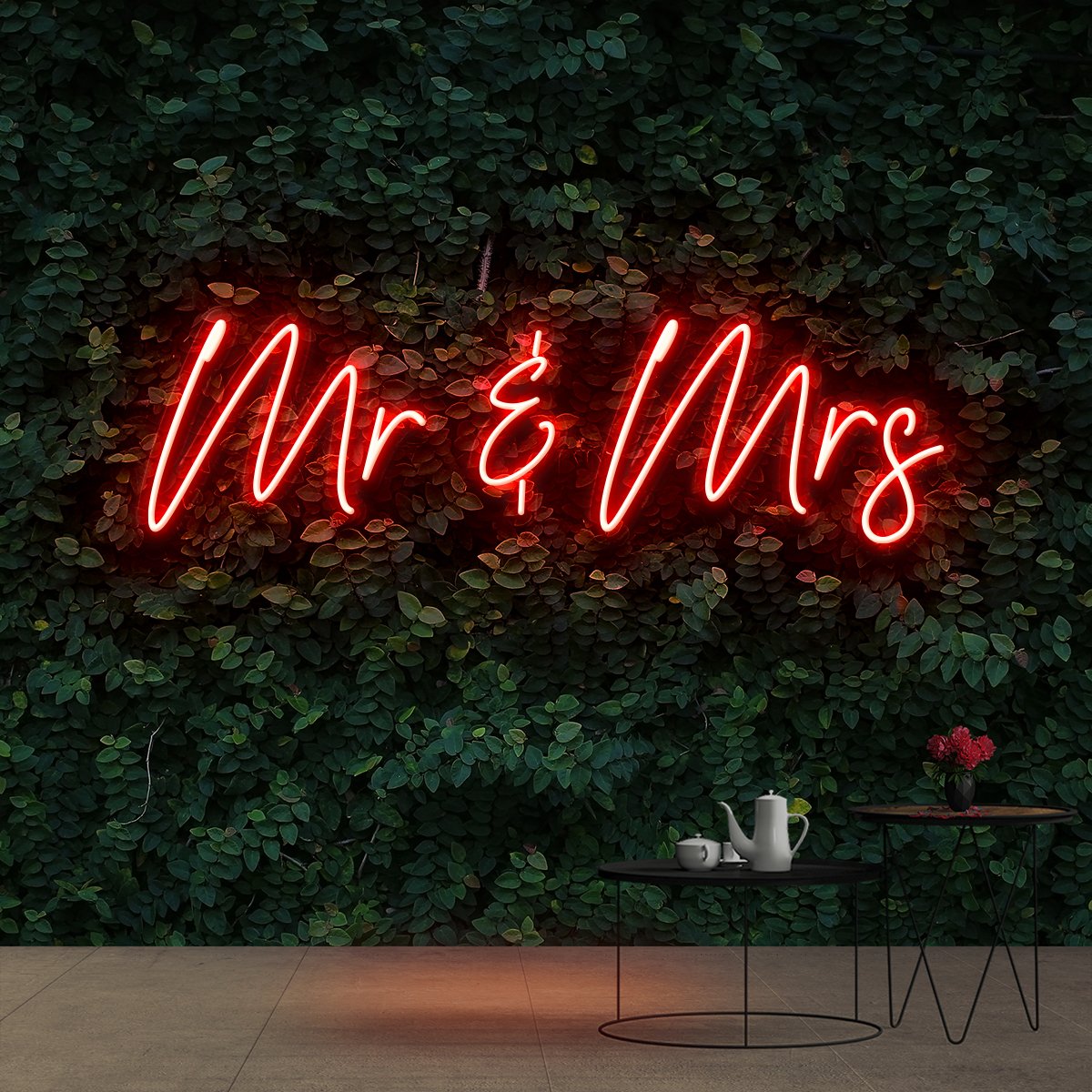 "Mr & Mrs" Neon Sign 60cm (2ft) / Red / Cut to Shape by Neon Icons