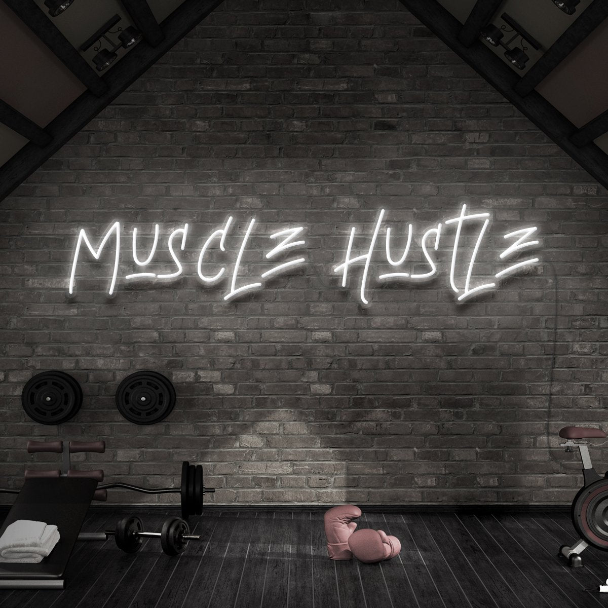 "Muscle Hustle" Neon Sign for Gyms & Fitness Studios by Neon Icons