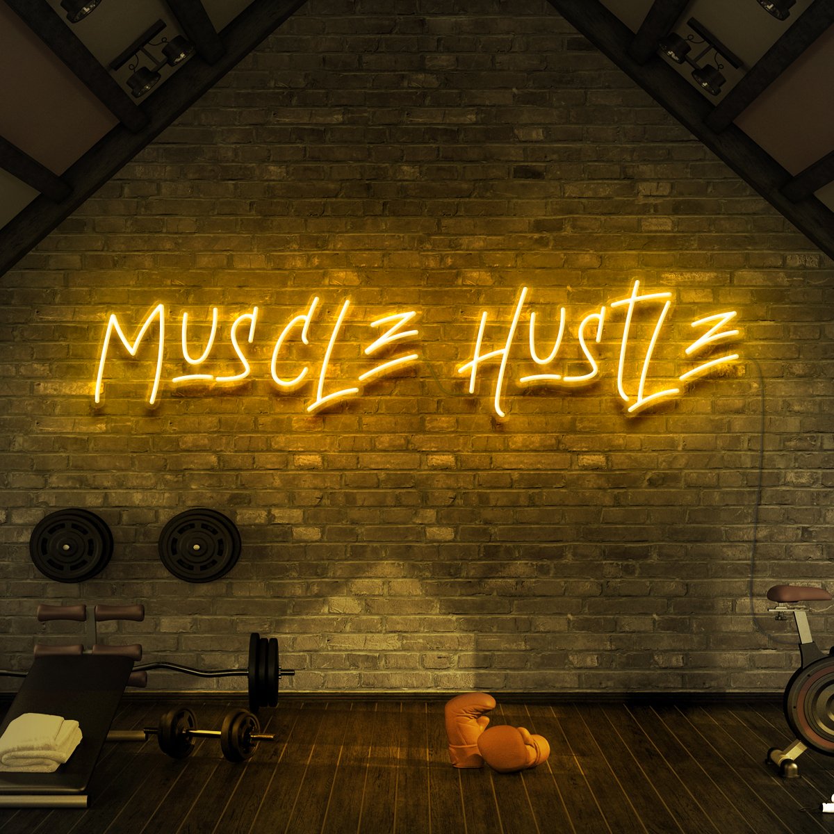 "Muscle Hustle" Neon Sign for Gyms & Fitness Studios by Neon Icons