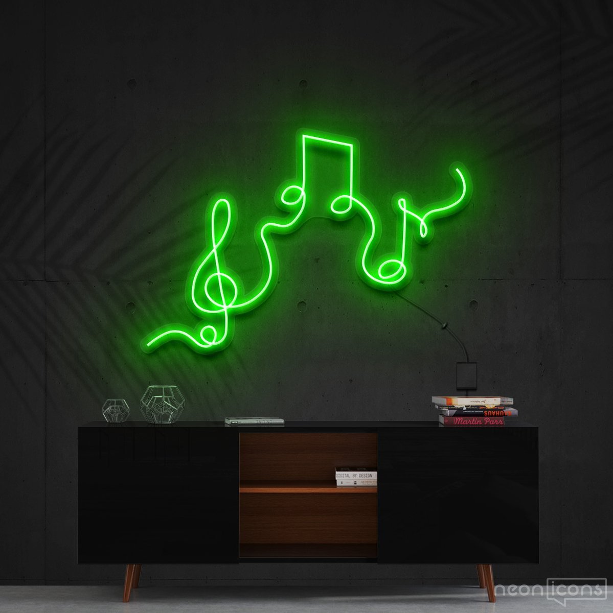 "Musical Flow" Neon Sign 60cm (2ft) / Green / Cut to Shape by Neon Icons