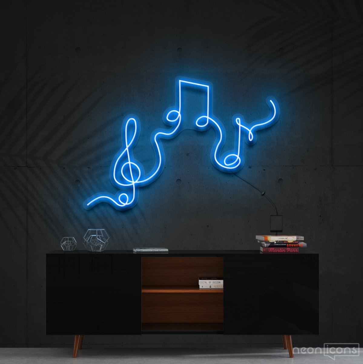 "Musical Flow" Neon Sign 60cm (2ft) / Ice Blue / Cut to Shape by Neon Icons