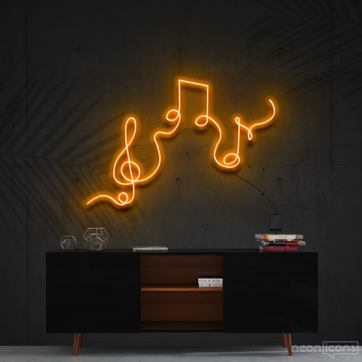 "Musical Flow" Neon Sign 60cm (2ft) / Orange / Cut to Shape by Neon Icons